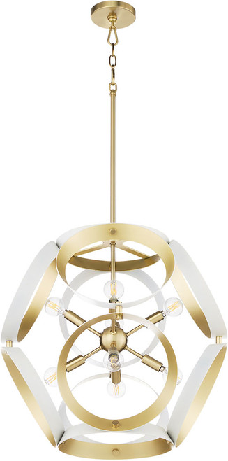 Quorum 865-8-0880 Domain Modern Studio White / Aged Brass 22" Pendant Lamp