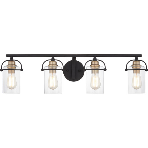 Quoizel EMR8604MBK Emerson Contemporary Matte Black 4-Light Bathroom Sconce Lighting