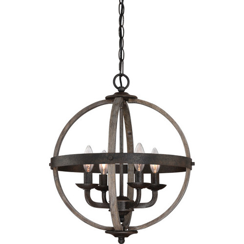 Quoizel FSN5204RK Fusion Contemporary Rustic Black 16.75" Hanging Light Fixture