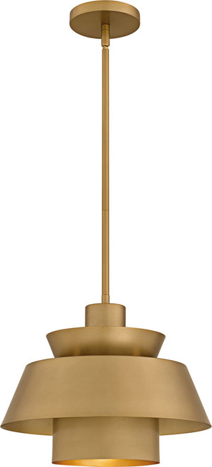 Quoizel LMI1814BWS Lumi Contemporary Brushed Weathered Brass 14" Pendant Lamp
