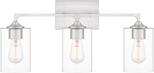 Quoizel PRC8624BN Prescott Brushed Nickel 3-Light Bathroom Wall Sconce