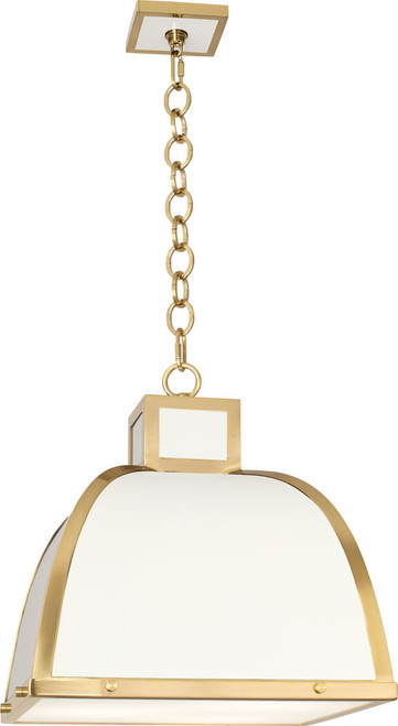Robert Abbey 1445 Ranger Modern Glossy White Painted with Brass Pendant Light Fixture