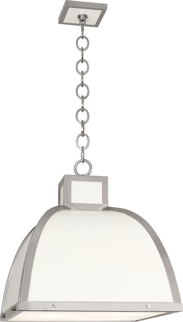 Robert Abbey 1447 Ranger Contemporary Glossy White Painted with Polished Nickel Hanging Pendant Lighting