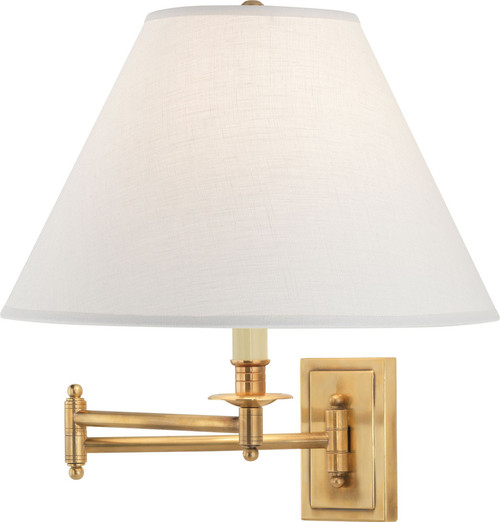 Robert Abbey 1504ALT Kinetic Linen Shade Traditional Antique Brass Wall Swing Arm Lamp