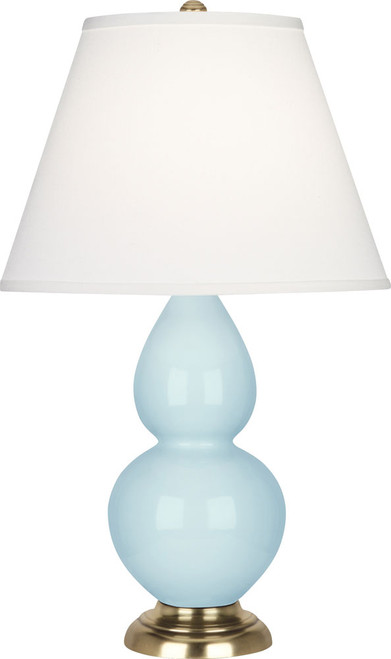 Robert Abbey 1689X Double Gourd Baby Blue Glazed Ceramic with Antique Natural Brass 23" Table Light
