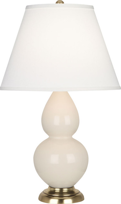 Robert Abbey 1774X Double Gourd Bone Glazed Ceramic with Antique Natural Brass 23" Table Top Lamp
