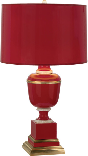 Robert Abbey 2505 Annika Red Lacquered Paint and Natural Brass with Ivory 24" Table Lamp
