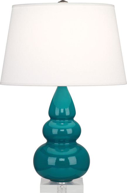 Robert Abbey A293X Triple Gourd Peacock Glazed Ceramic with Lucite 24" Table Lamp Lighting