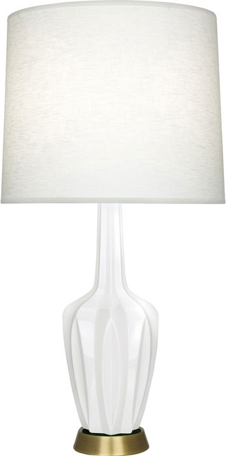 Robert Abbey LY38 Emma Modern Lily Glazed Ceramic with Warm Brass Lighting Table Lamp