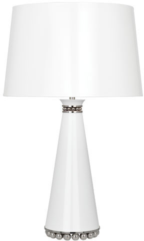Robert Abbey LY45 Pearl Contemporary Lily Lacquered Paint and Polished Nickel Side Table Lamp