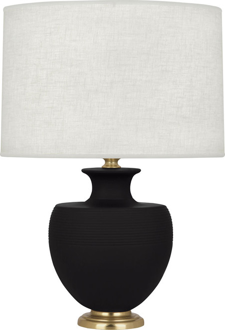 Robert Abbey MDC21 Michael Berman Atlas Matte Dark Coal Glazed Ceramic with Brass Table Lamp Lighting