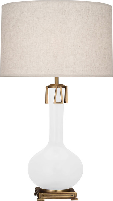 Robert Abbey MDY92 Athena Contemporary Lily Glazed Ceramic / Aged Brass Accents Table Top Lamp