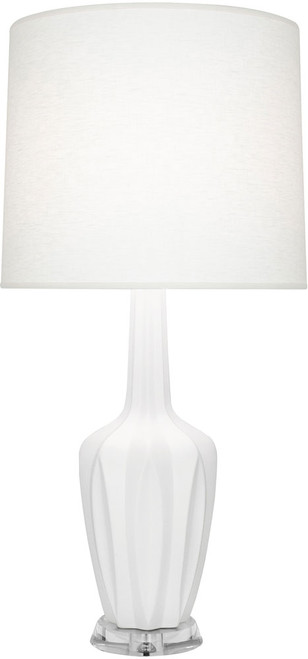 Robert Abbey MLY35 Emma Modern Matte Lily Glazed Ceramic with Polished Nickel Side Table Lamp