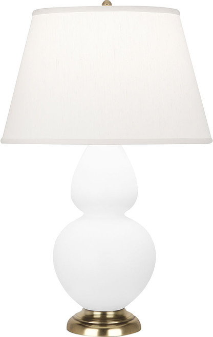 Robert Abbey MLY55 Double Gourd Contemporary Matte Lily Glazed Ceramic With Antique Natural Brassed Table Lamp