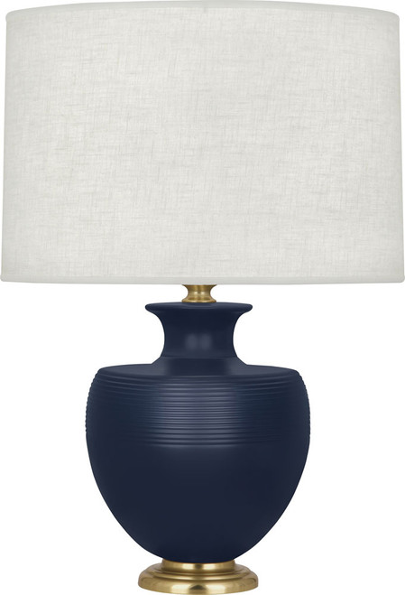 Robert Abbey MMB21 Michael Berman Atlas Matte Midnght Blue Ceramic with Brass Table Top Lamp