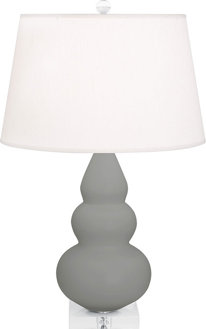 Robert Abbey MST33 Small Triple Gourd Contemporary Matte Smoky Taupe Glazed Ceramic With Lucite Base Table Lamp