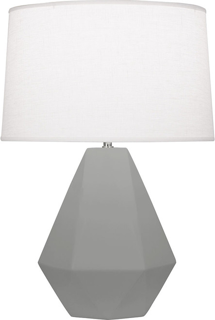 Robert Abbey MST97 Delta Modern Matte Smoky Taupe Glazed Ceramic With Polished Nickel Table Lamp