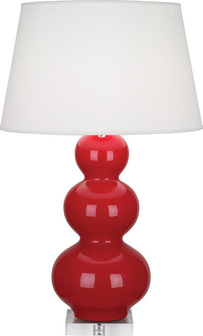 Robert Abbey RR43X Triple Gourd Ruby Red Glazed Ceramic with Lucite 33" Table Top Lamp
