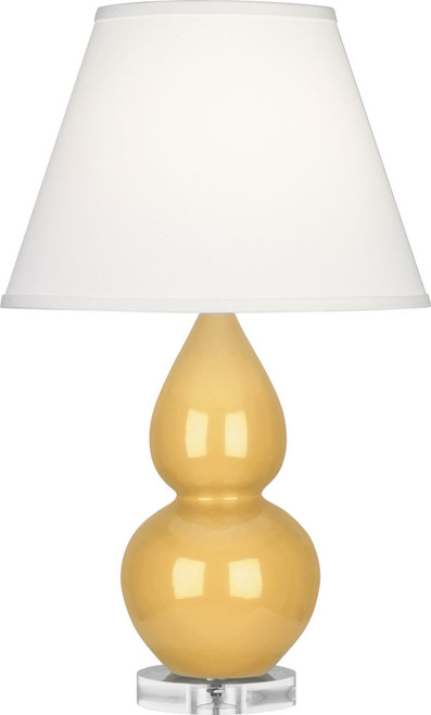 Robert Abbey SU13X Double Gourd Sunset Yellow Glazed Ceramic with Lucite 22" Table Lamp