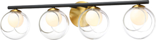 SDQ Lighting VL37204SBBG Contemporary Sand Black / Brushed Gold LED 4-Light Bathroom Light