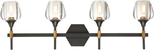 SDQ Lighting VL37304UBVB Contemporary Urban Bronze / Aged Brass 4-Light Bathroom Vanity Light