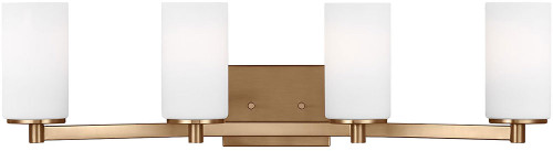 Generation Lighting Lighting 4439104EN3-848 Hettinger Satin Brass LED 4-Light Bathroom Vanity Light Fixture
