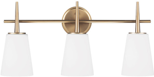 Generation Lighting 4440403EN3-848 Driscoll Contemporary Satin Brass LED 3-Light Bathroom Vanity Lighting