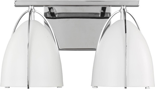 Visual Comfort Studio 4451802EN3-05 Norman Modern Chrome / Matte White LED 2-Light Bathroom Light
