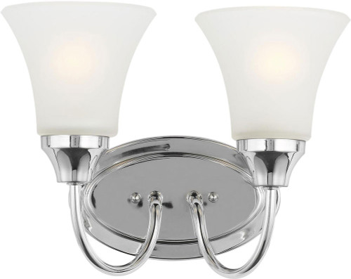 Generation Lighting 44806EN3-05 Holman Chrome / Satin Etched 2-Light Bathroom Wall Sconce