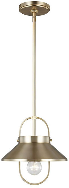 Generation Lighting Lighting 6001101-848 Dormer Contemporary Satin Brass Mini Pendant Hanging Light