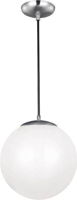 Visual Comfort Studio 6024EN3-04 Leo - Hanging Globe Modern Satin Aluminum LED 14" Pendant Lamp