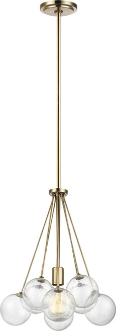 Visual Comfort Studio 6514301-848 Bronzeville Contemporary Satin Brass Mini Lighting Chandelier