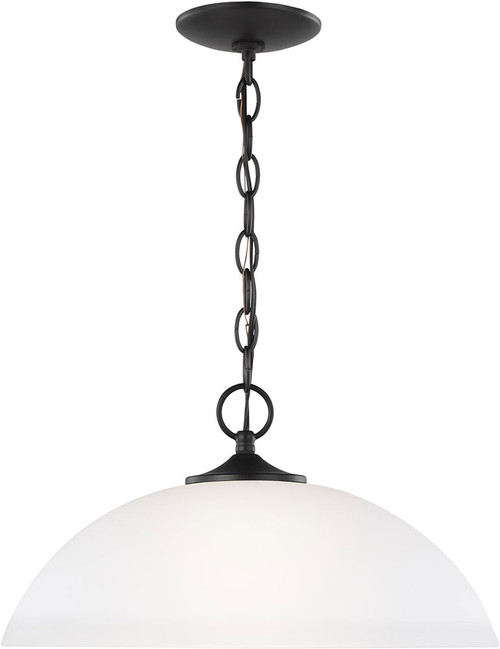 Generation Lighting 6516501-112 Geary Modern Midnight Black 16" Hanging Pendant Lighting