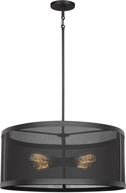 Visual Comfort Studio 6528504EN7-12 Gereon Modern Black LED 24" Drum Drop Ceiling Lighting