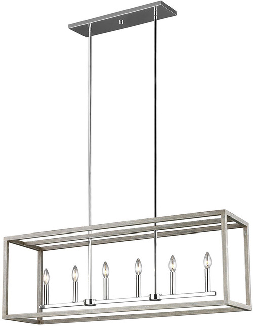 Generation Lighting 6634506-872 Moffet Street Contemporary Washed Pine / Chrome Kitchen Island Lighting