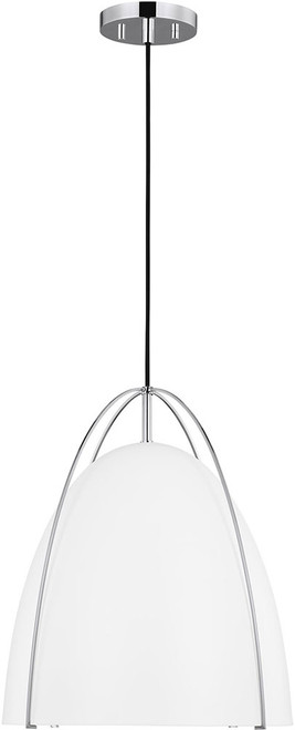 Visual Comfort Studio 6651801-05 Norman Contemporary Chrome / Matte White 15" Hanging Light
