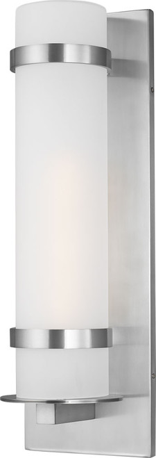 Generation Lighting 8718301-04 Alban Contemporary Satin Aluminum Outdoor Large Wall Lighting Sconce