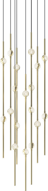 Sonneman 2012.38C-J20 Constellation Modern Satin Brass LED 12" Multi Lighting Pendant w/ 20' Cords