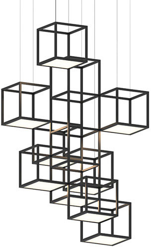 Sonneman 24Z0004K Cubix Modern Satin Black LED Multi Hanging Light Fixture