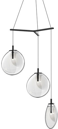Sonneman 2995.25C-MED Cantina Modern Satin Black 42" Multi Drop Ceiling Lighting