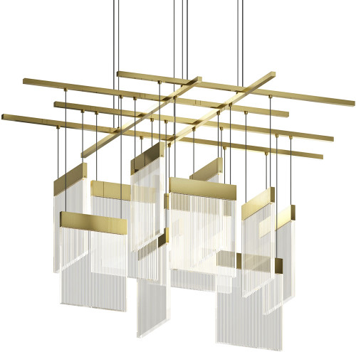 Sonneman 3097.14 V Panels Contemporary Brass Finish LED Multi Drop Ceiling Lighting