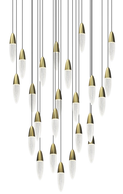 Sonneman 4166.38 Sultana Contemporary Satin Brass LED Multi Drop Ceiling Light Fixture