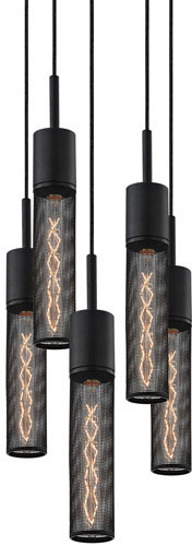 Sonneman 4941.97-5 Gotham Modern Textured Black Multi Drop Ceiling Light Fixture