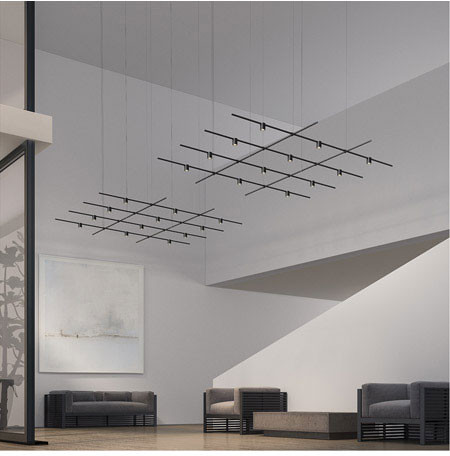 Sonneman SLS1147 Suspenders Modern Satin Black Multi Pendant Light