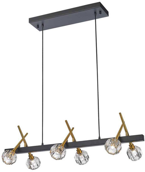 StarFire Crystal 1703BB Sole Antique Brass and Black Kitchen Island Lighting