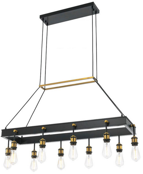 StarFire Crystal 2235BB Belvedere Antique Brass and Black Kitchen Island Lighting