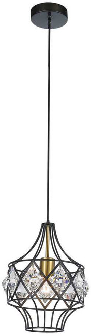 StarFire Crystal 6702BB Apollo Antique Brass and Black Mini Hanging Lamp