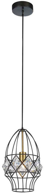 StarFire Crystal 6704BB Apollo Antique Brass and Black Mini Hanging Light Fixture