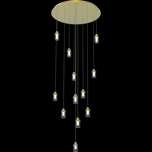 StarFire Crystal LD1112SG Simple Satin Gold LED Multi Pendant Hanging Light