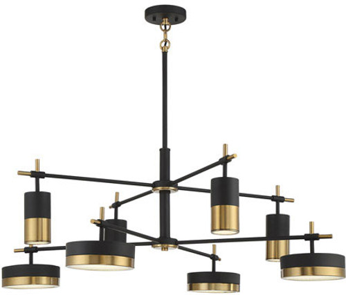 Savoy House 1-1637-8-143 Ashor Modern Matte Black and Warm Brass LED Lighting Chandelier